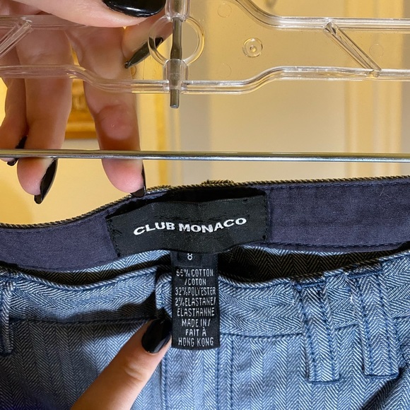 90s VTG Club Monaco Blue/Grey Herringbone Bootcut Mid-Rise Jeans Size 8 TALL - Picture 7 of 7